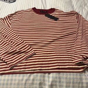 Lioness Red and Cream Striped Long Sleeve Tee